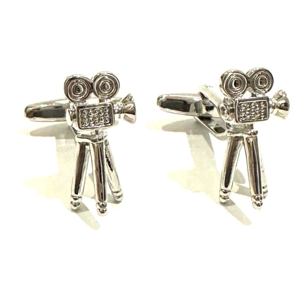 Vintage Hollywood Movie Camera on Tripod Cufflinks — 3D Film Camera Cufflinks